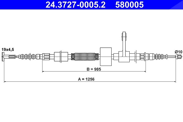 Ate Seilzug, Feststellbremse [Hersteller-Nr. 24.3727-0005.2] für Alfa Romeo