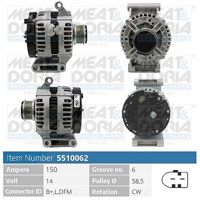 Meat & Doria Generator [Hersteller-Nr. 5510062] für Peugeot, Ford, Citroën, Fiat