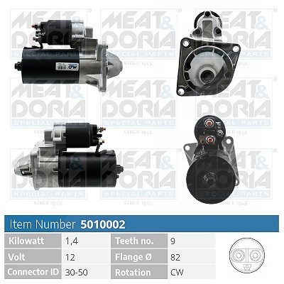 Meat & Doria Starter [Hersteller-Nr. 5010002] für Fiat, Alfa Romeo, Vauxhall, Saab, Opel, Lancia