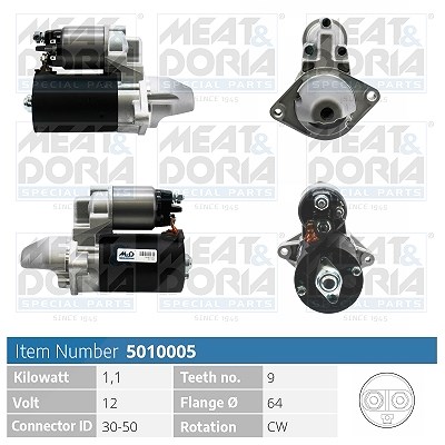 Meat & Doria Starter [Hersteller-Nr. 5010005] für Suzuki, Opel, Fiat, VW, Lancia, Vauxhall