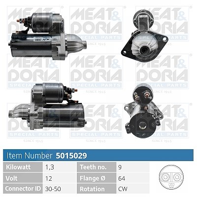 Meat & Doria Starter [Hersteller-Nr. 5015029] für Vauxhall, Fiat, Lancia, Opel, Ford, Alfa Romeo, Peugeot, Citroën
