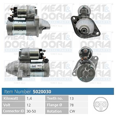 Meat & Doria Starter [Hersteller-Nr. 5020030] für Opel, Vauxhall, Honda