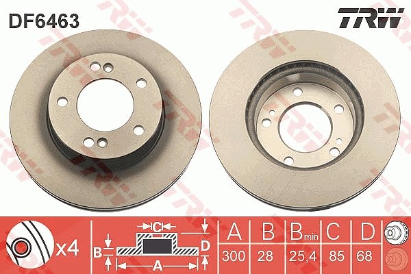 Trw Bremsscheibe [Hersteller-Nr. DF6463] für Ssangyong