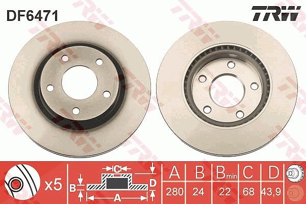 Trw Bremsscheibe Vorderachse Belüftet [Hersteller-Nr. DF6471] für Nissan