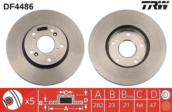 Trw Bremsscheibe [Hersteller-Nr. DF4486] für Honda
