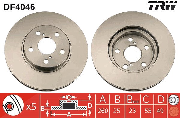 Trw Bremsscheibe [Hersteller-Nr. DF4046] für Toyota