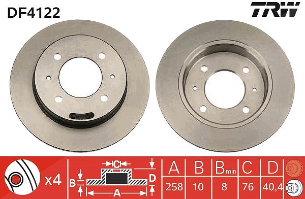 Trw Bremsscheibe [Hersteller-Nr. DF4122] für Hyundai