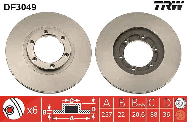 Trw Bremsscheibe [Hersteller-Nr. DF3049] für Vauxhall, Isuzu, Opel