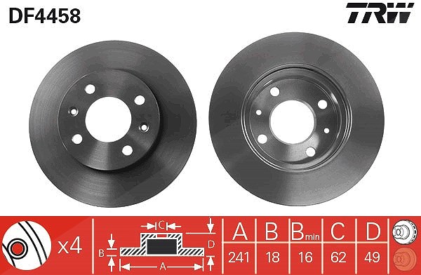 Trw Bremsscheibe Vorderachse Belüftet [Hersteller-Nr. DF4458] für Kia, Hyundai