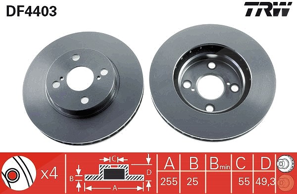 Trw Bremsscheibe [Hersteller-Nr. DF4403] für Toyota, Lifan