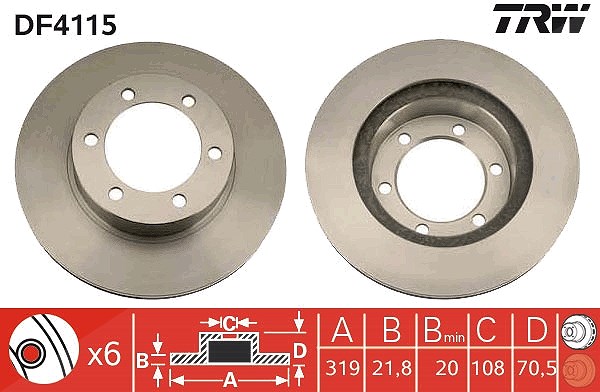 Trw Bremsscheibe Vorderachse Belüftet [Hersteller-Nr. DF4115] für Toyota
