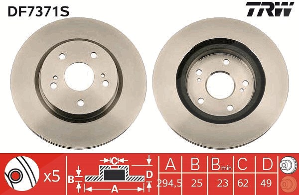 Trw 1x Bremsscheibe [Hersteller-Nr. DF7371S] für Suzuki