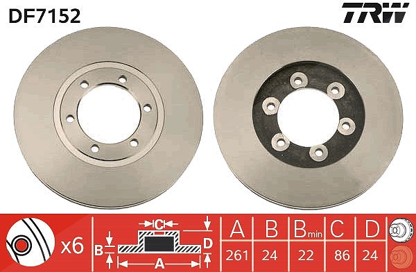 Trw Bremsscheibe [Hersteller-Nr. DF7152] für Kia