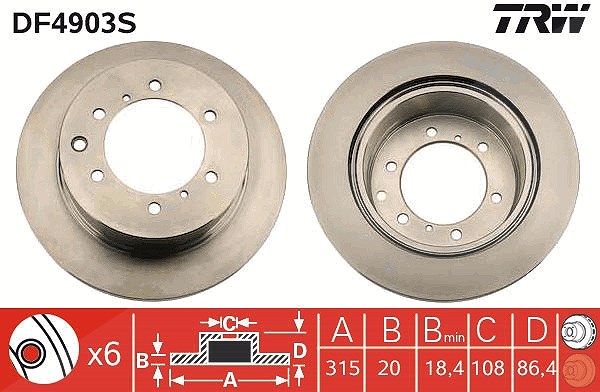 Trw 1x Bremsscheibe [Hersteller-Nr. DF4903S] für Hyundai