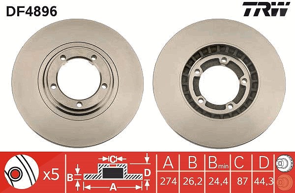 Trw Bremsscheibe [Hersteller-Nr. DF4896] für Hyundai