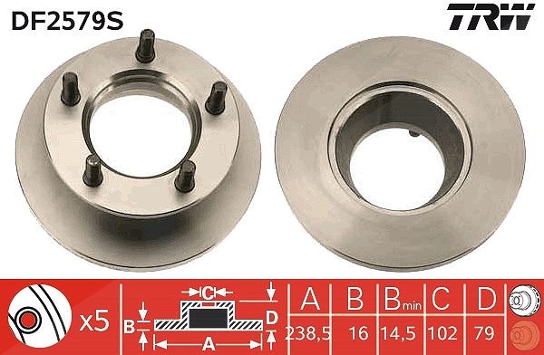 Trw 1x Bremsscheibe [Hersteller-Nr. DF2579S] für Mercedes-Benz