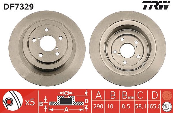 Trw Bremsscheibe [Hersteller-Nr. DF7329] für Subaru