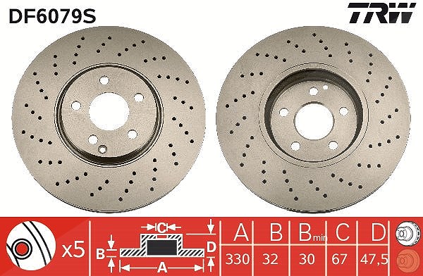 Trw 1x Bremsscheibe [Hersteller-Nr. DF6079S] für Mercedes-Benz