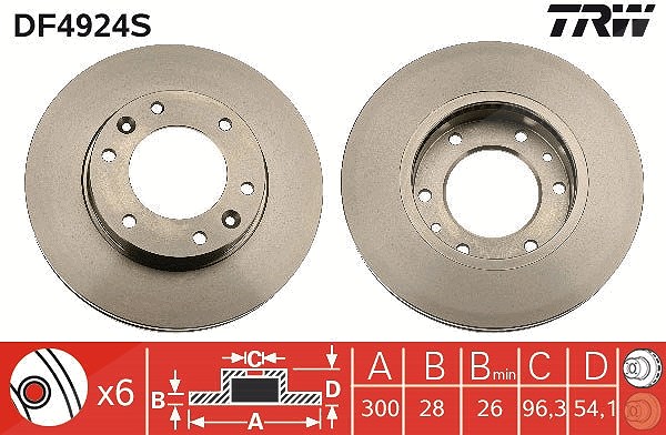 Trw 1x Bremsscheibe [Hersteller-Nr. DF4924S] für Kia