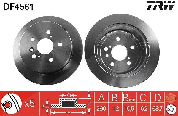 Trw Bremsscheibe [Hersteller-Nr. DF4561] für Toyota