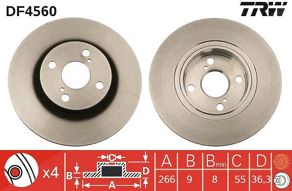 Trw Bremsscheibe [Hersteller-Nr. DF4560] für Audi, VW, Toyota, Renault