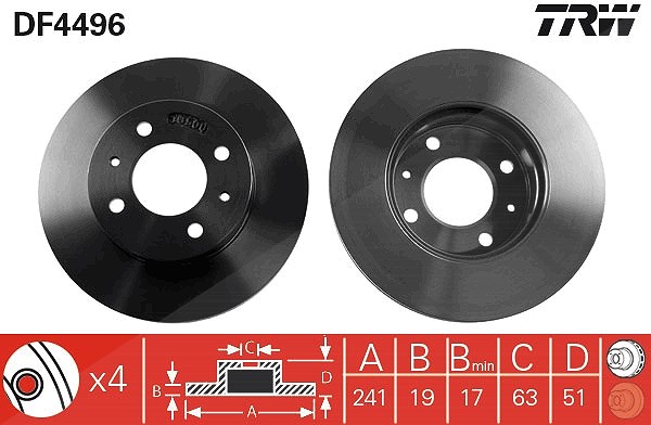 Trw Bremsscheibe [Hersteller-Nr. DF4496] für Hyundai