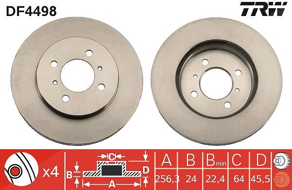 Trw Bremsscheibe [Hersteller-Nr. DF4498] für Proton, Mitsubishi
