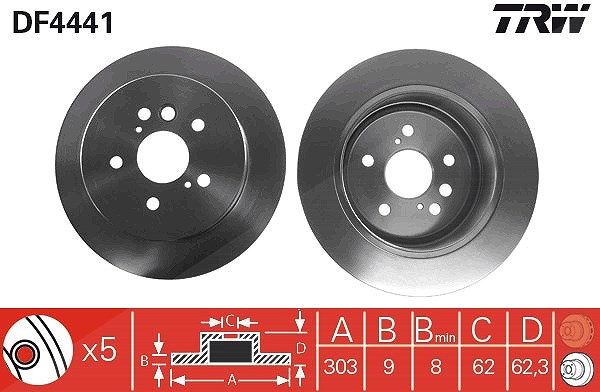 Trw Bremsscheibe [Hersteller-Nr. DF4441] für Toyota, Chery