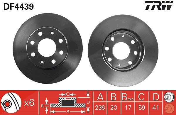 Trw Bremsscheibe Vorderachse Belüftet [Hersteller-Nr. DF4439] für Chevrolet, Daewoo