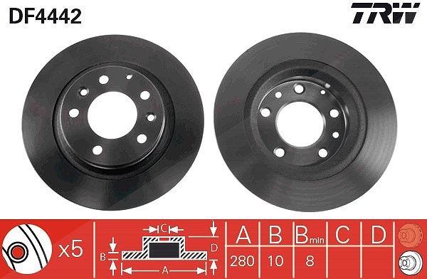 Trw Bremsscheibe [Hersteller-Nr. DF4442] für Mazda