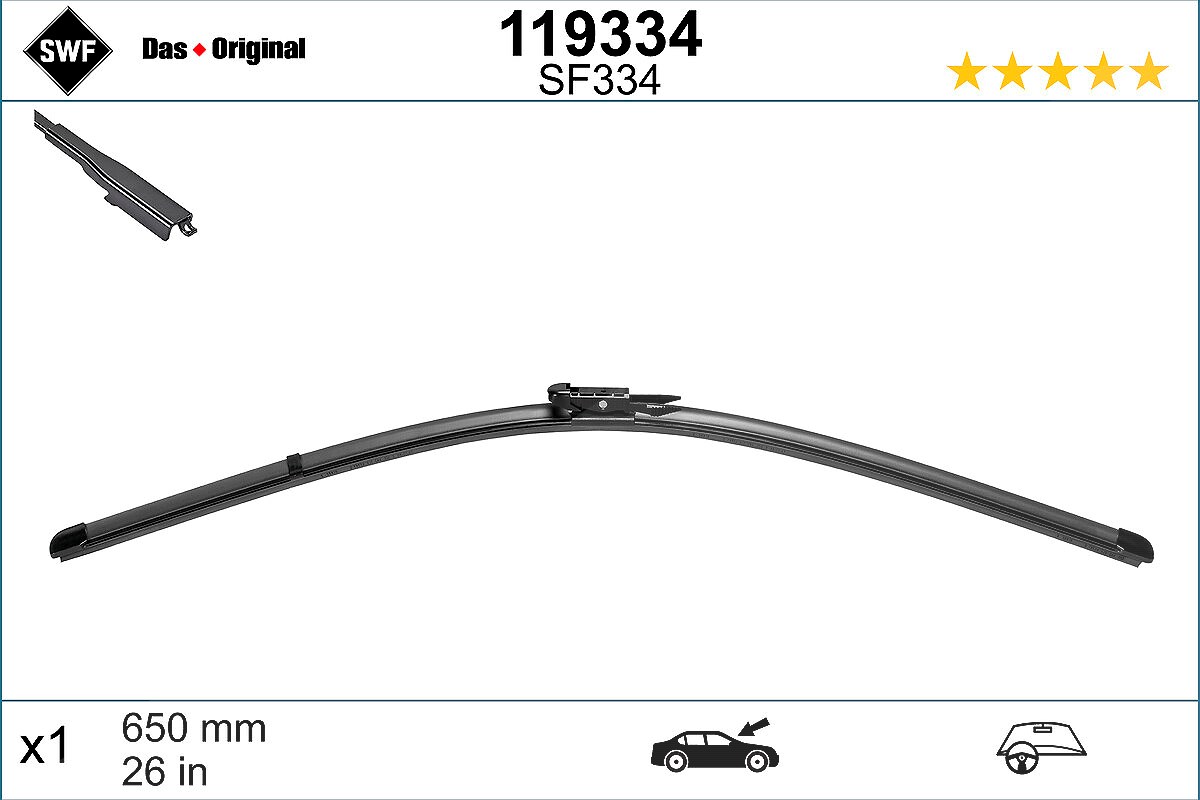 Swf Wischblatt [Hersteller-Nr. 119334] für Citroën, Toyota, Peugeot