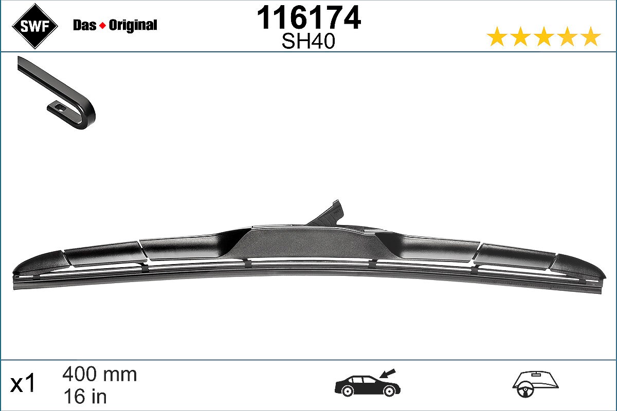 Swf Wischblatt [Hersteller-Nr. 116174] für Subaru, Toyota, Renault, Ssangyong, Hyundai, Suzuki, Isuzu, Mazda, Kia, Nissan, Lexus