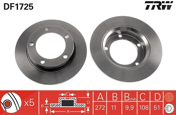 Trw Bremsscheibe [Hersteller-Nr. DF1725] für Chevrolet, Lada