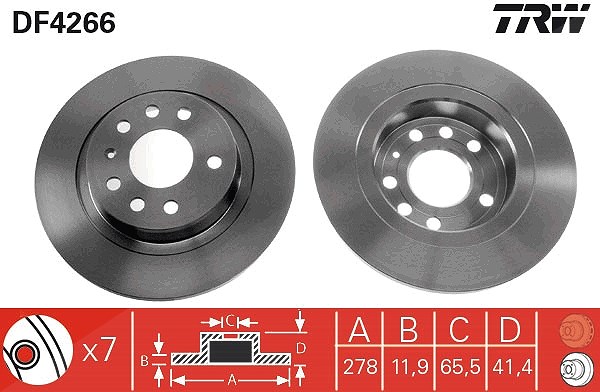 Trw Bremsscheibe [Hersteller-Nr. DF4266] für Saab, Opel, Cadillac, Fiat, Vauxhall