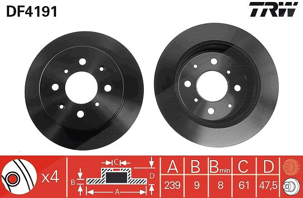 Trw Bremsscheibe [Hersteller-Nr. DF4191] für Acura, Honda