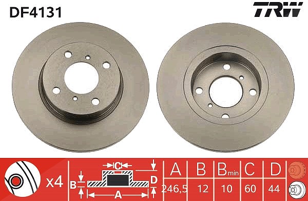 Trw Bremsscheibe [Hersteller-Nr. DF4131] für Vauxhall, Suzuki, Opel
