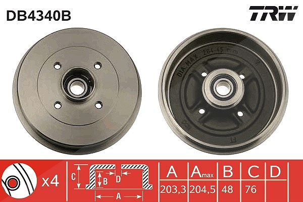Trw Bremstrommel [Hersteller-Nr. DB4340B] für Nissan