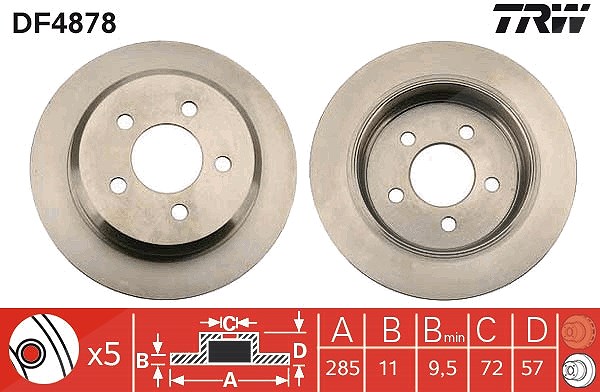 Trw Bremsscheibe [Hersteller-Nr. DF4878] für Jeep