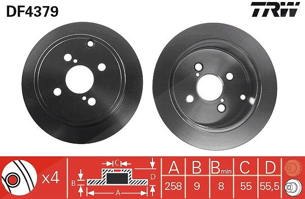 Trw 1x Bremsscheibe [Hersteller-Nr. DF4379] für Toyota