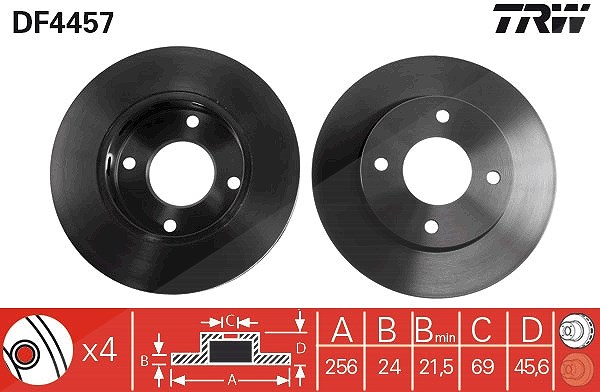 Trw Bremsscheibe [Hersteller-Nr. DF4457] für Smart, Mitsubishi