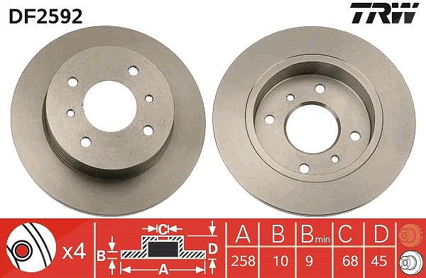 Trw Bremsscheibe [Hersteller-Nr. DF2592] für Nissan