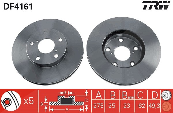 Trw Bremsscheibe [Hersteller-Nr. DF4161] für Toyota