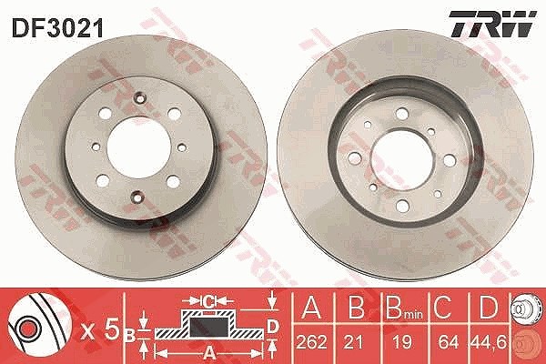 Trw Bremsscheibe [Hersteller-Nr. DF3021] für Mg, Honda, Rover, Lotus