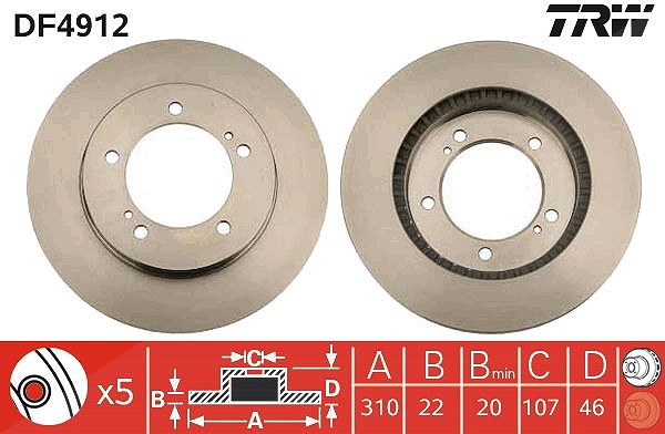 Trw Bremsscheibe [Hersteller-Nr. DF4912] für Suzuki