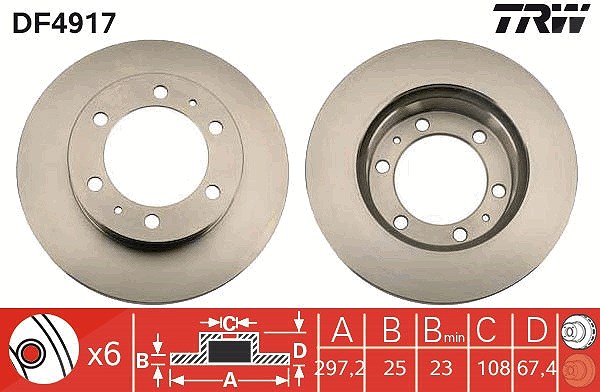 Trw Bremsscheibe [Hersteller-Nr. DF4917] für Toyota