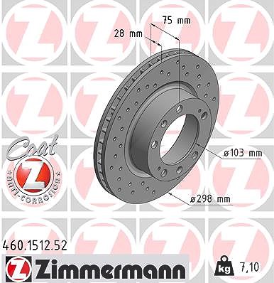 Zimmermann Bremsscheibe [Hersteller-Nr. 460.1512.52] für Porsche