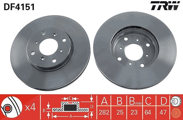 Trw Bremsscheibe [Hersteller-Nr. DF4151] für Honda