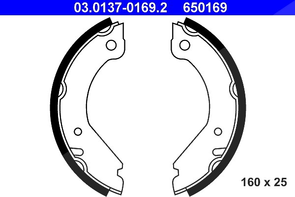 Ate Bremsbackensatz, Feststellbremse [Hersteller-Nr. 03.0137-0169.2] für Volvo