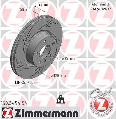 Zimmermann 1x Bremsscheibe Vorderachse Links [Hersteller-Nr. 150.3494.54] für BMW