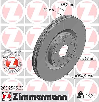 Zimmermann 1x Bremsscheibe COAT Z [Hersteller-Nr. 200.2545.20] für Infiniti, Nissan